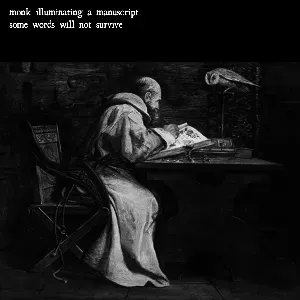 Photo représentant monk illuminating a manuscript