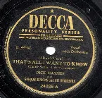 Pochette That's All I Want to Know / With the Roses in Her Hair