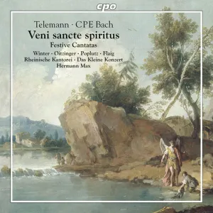 Pochette de Veni Sancte Spiritus (Festive Cantatas) de Georg Poplutz - Rheinische Kantorei - Georg Philipp Telemann - Veronika Winter - Hermann Max - Das Kleine Konzert - Carl Philipp Emanuel Bach