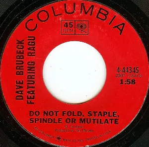 Pochette de Do Not Fold, Staple, Spindle or Mutilate / Raga Theme for Ragu de Dave Brubeck