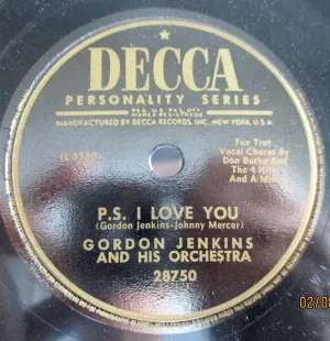 Pochette de P.S. I Love You / I Thought About Marie de Gordon Jenkins & His Orchestra