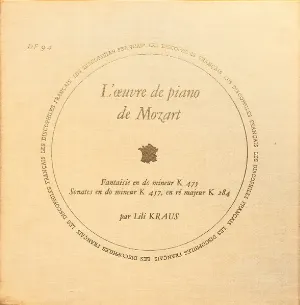 Pochette L'Œuvre de piano de Mozart (Fantaisie en do mineur K 475 / Sonates en do mineur K 457, en ré majeur K 284)