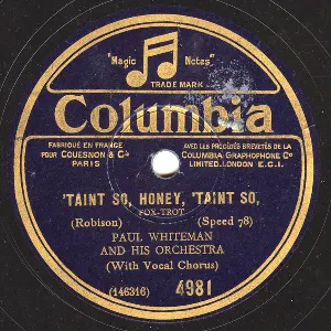 Pochette de Taint So, Honey, 'Taint So / Chiquita de Paul Whiteman and His Orchestra