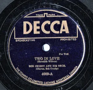 Pochette de Two in Love / A Sinner Kissed an Angel de Bob Crosby and His Orchestra
