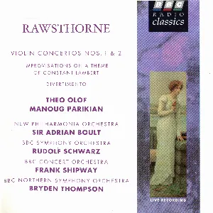 Pochette de Violin Concertos nos. 1 & 2 / Improvisations on a Theme of Constant Lambert / Divertimento de Sir Adrian Boult - Bryden Thomson - Alan Rawsthorne