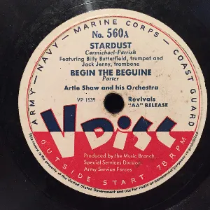 Pochette de Stardust / Begin the Beguine / My Heart Stood Still / I’m an Old Cow‐Hand de The V‐Disc All Stars - Artie Shaw and His Orchestra