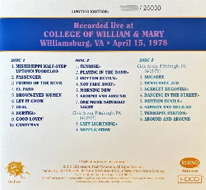 Pochette Dave’s Picks, Volume 37: College of William & Mary, Williamsburg, VA · 4/15/78