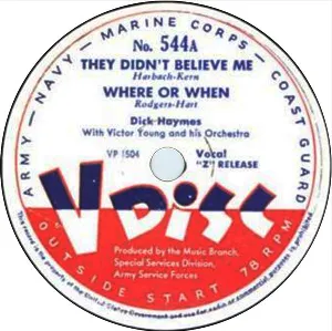 Pochette de They Didn’t Believe Me / Where or When / Let Him Go ‐ Let Him Tarry de Dick Haymes