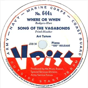 Pochette Where or When / Song of the Vagabonds / Exactly Like You