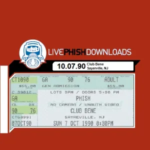 Pochette de 1990-10-07: Club Bene, Sayerville, NJ, USA de Phish