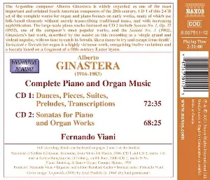 Pochette Complete Piano and Organ Music: Danzas argentinas / Piano Sonatas nos. 1-3