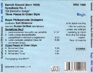 Pochette de Symphony No.3 ''Of Sorrowful Songs'' / Three Pieces In Olden Style de Henryk Mikołaj Górecki
