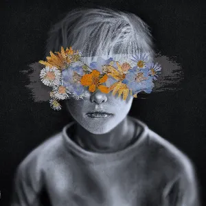 Pochette de Child's Head With Flowers de Shitao