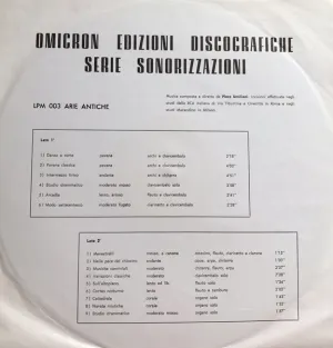 Pochette de Arie Antiche de Piero Umiliani