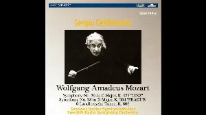 Pochette de Symphony no. 36 in C major. K. 425 "Linz" / Symphony no. 38 in D major, K. 504 "Prague" / 6 Ländrerische Tänze, K. 606 de Sergiu Celibidache - Sveriges Radios Symfoniorkester - Wolfgang Amadeus Mozart