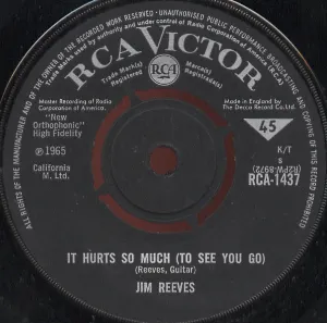 Pochette de It Hurts So Much (to See You Go) / Wishful Thinking de Jim Reeves