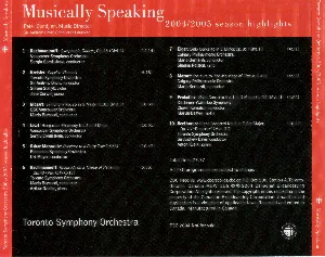 Pochette de Musically Speaking: 2004/2005 Season Highlights de Toronto Symphony Orchestra