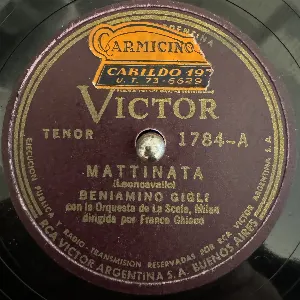 Pochette de Mattinata / Torna a Surriento de Beniamino Gigli - Orchestra del Teatro alla Scala di Milano