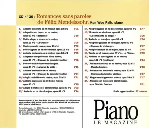 Pochette de Romances sans paroles de Félix Mendelssohn de Kun Woo Paik