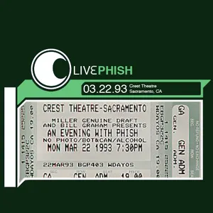 Pochette de 1993-03-22: Crest Theatre, Sacramento, CA, USA de Phish
