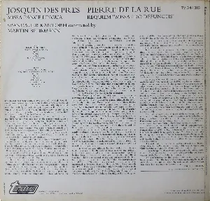 Pochette de Missa Pange Lingua, Requiem Missa Pro Defunctis de Josquin des Prez - Pierre de la Rue