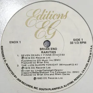 Pochette de Rarities de Brian Eno