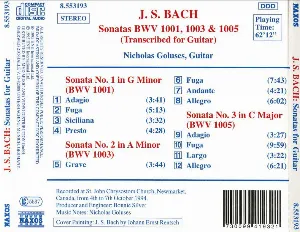 Pochette Sonatas BWV 1001, 1003, & 1005: Transcribed for guitar