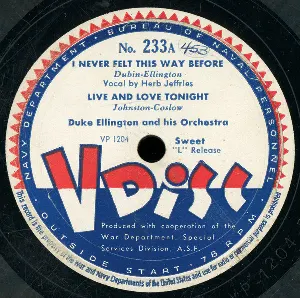 Pochette de I Never Felt This Way Before / Live and Love Tonight / The Story of Two Cigarettes / Cabaret de Duke Ellington and His Orchestra