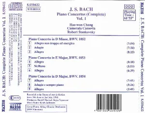 Pochette Piano Concertos (Complete), Vol. 1: BWV 1052-1054