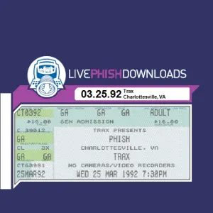 Pochette de 1992-03-25: Trax, Charlottesville, VA, USA de Phish