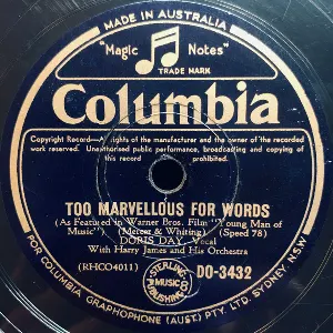 Pochette Too Marvellous for Words / With a Song in My Heart