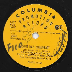 Pochette de Some Day, Sweetheart / Willow Weep for Me de Paul Weston and His Orchestra - Frankie Laine
