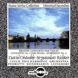 Pochette de Concerto For Violin / Concerto No. 2 For Piano / Symphony No. 4 de Sviatoslav Richter - Erich Leinsdorf - David Oistrakh - Česká filharmonie - Johannes Brahms