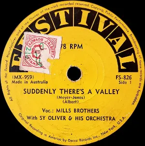 Pochette de Suddenly There's a Valley / Gum Drop de Sy Oliver and His Orchestra - The Mills Brothers