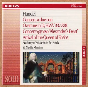 Pochette Concerti a due cori / Overture in D / Concerto grosso “Alexander’s Feast” / Arrival of the Queen of Sheba