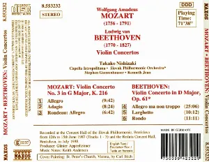 Pochette Mozart: Violin Concerto no. 3 / Beethoven: Violin Concerto