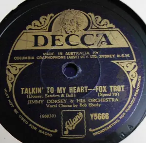 Pochette de Talkin' to My Heart / Sunset at Sea de Jimmy Dorsey and His Orchestra - Bob Crosby and His Orchestra