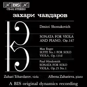 Pochette Shostakovich: Sonata for Viola and Piano, op. 147 / Reger: Suite no. 1 for Solo Viola, op. 131d / Hindemith: Sonata for Solo Viola, op. 25 no. 1