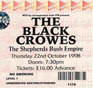 Pochette 1998-10-22: Shepherd's Bush Empire, London, UK