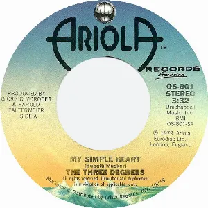 Pochette de My Simple Heart / Hot Summer Night de The Three Degrees