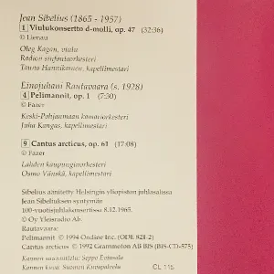 Pochette de Sibelius: Viulukonsertto / Rautavaara: Pelimannit, Cantus arcticus de Jean Sibelius - Einojuhani Rautavaara
