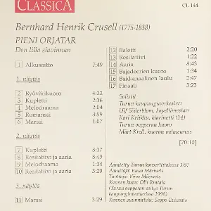 Pochette de Pieni orjatar de Bernhard Crusell