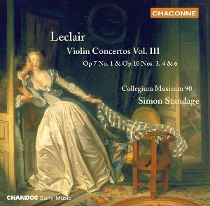 Pochette de Violin Concertos Vol. III: Op 7 No. 1 & Op 10 Nos. 3, 4 & 6 de Simon Standage - Collegium Musicum 90 - Jean‐Marie Leclair