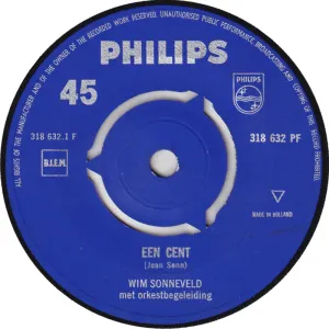 Pochette de Een cent / Verliefd op juffrouw Van Dam de Wim Sonneveld