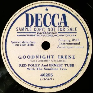 Pochette de Goodnight Irene / Hillbilly Fever #2 de Ernest Tubb