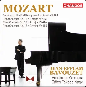 Pochette de Piano Concertos 11, 12, & 13 de Gábor Takács‐Nagy - Jean-Efflam Bavouzet - Wolfgang Amadeus Mozart - Manchester Camerata