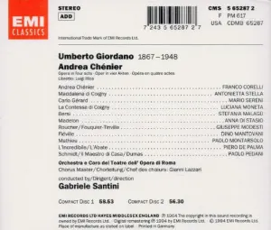 Pochette de Andrea Chénier de Gabriele Santini - Orchestra del Teatro dell’Opera di Roma - Mario Sereni - Franco Corelli - Umberto Giordano