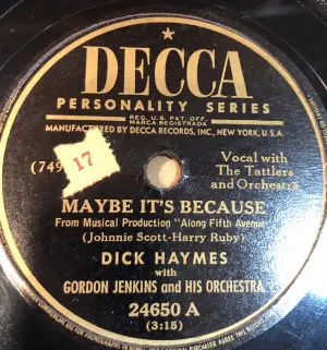 Pochette de Maybe It's Because / It Happens Every Spring de Gordon Jenkins & His Orchestra - Dick Haymes
