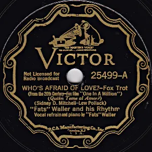 Pochette de Who's Afraid of Love? / One in a Million de Fats Waller and His Rhythm
