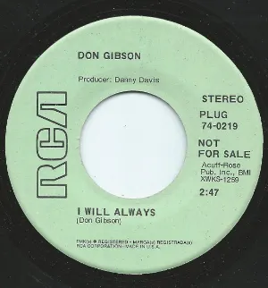 Pochette de I Will Always de Don Gibson